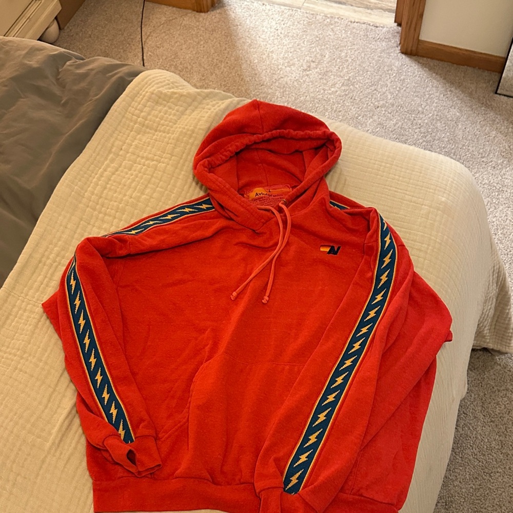 Aviator Nation Red Hoodie with lightning bolts
